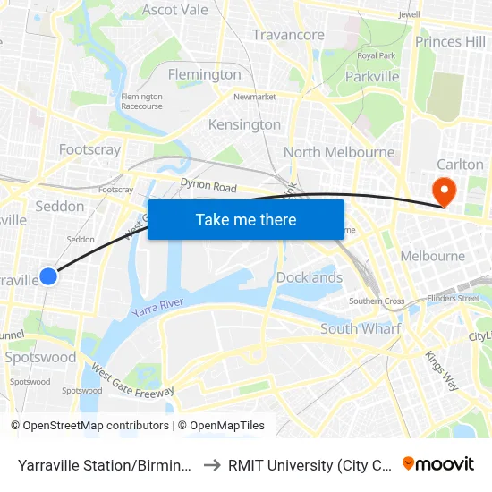 Yarraville Station/Birmingham St to RMIT University (City Campus) map