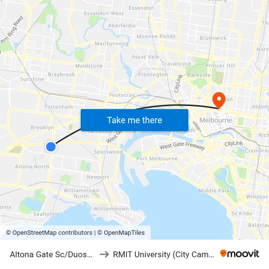 Altona Gate Sc/Duosa Rd to RMIT University (City Campus) map