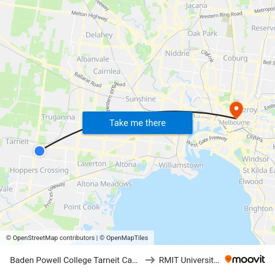 Baden Powell College Tarneit Campus/Baden Powell Dr to RMIT University (City Campus) map