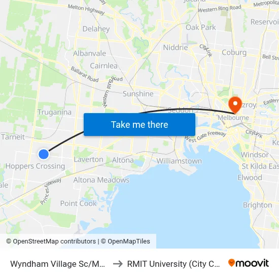 Wyndham Village Sc/Morris Rd to RMIT University (City Campus) map