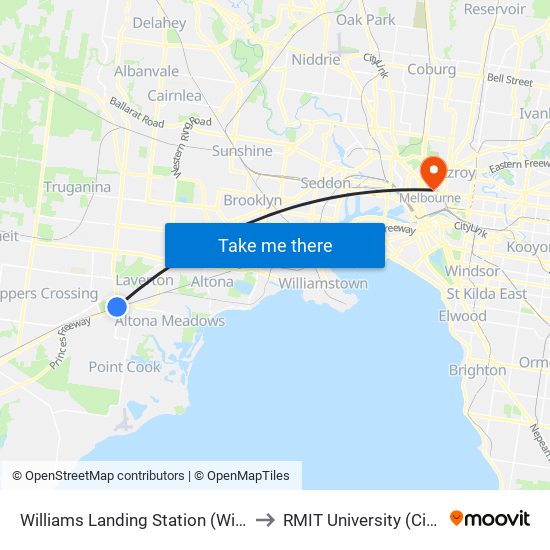 Williams Landing Station (Williams Landing) to RMIT University (City Campus) map
