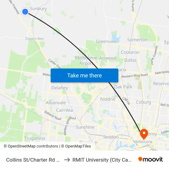 Collins St/Charter Rd West to RMIT University (City Campus) map