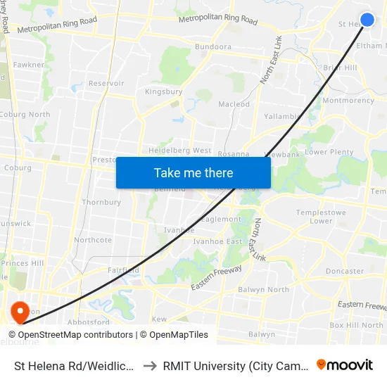 St Helena Rd/Weidlich Rd to RMIT University (City Campus) map