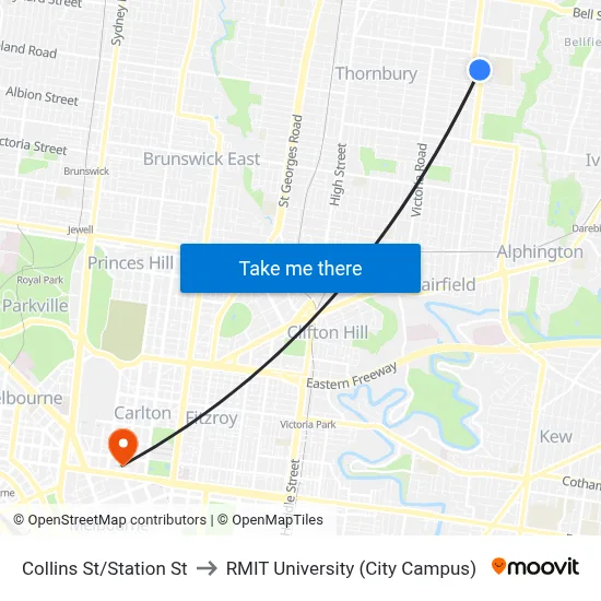 Collins St/Station St to RMIT University (City Campus) map