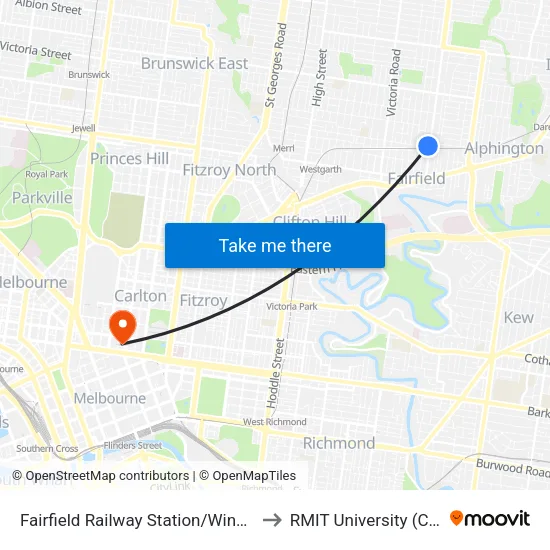 Fairfield Station/Wingrove St to RMIT University (City Campus) map