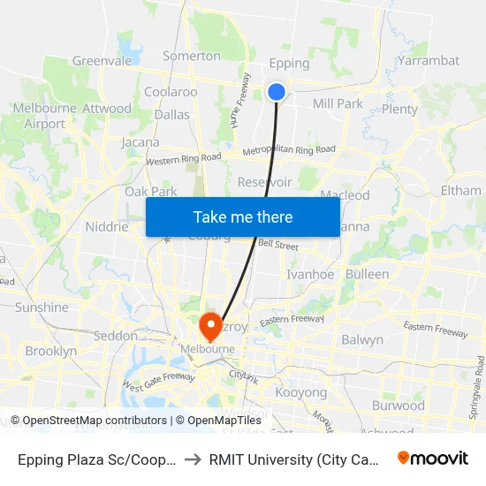 Epping Plaza Sc/Cooper St to RMIT University (City Campus) map
