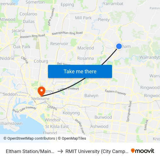Eltham Station/Main Rd to RMIT University (City Campus) map