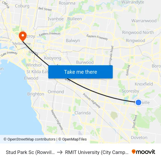 Stud Park Sc to RMIT University (City Campus) map