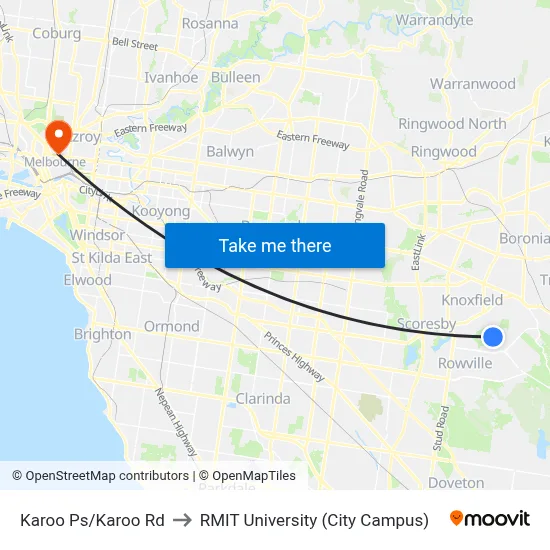 Karoo Ps/Karoo Rd to RMIT University (City Campus) map