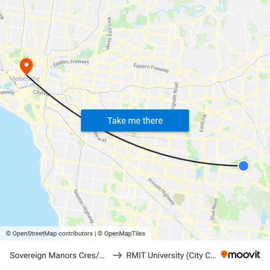 Sovereign Manors Cres/Karoo Rd to RMIT University (City Campus) map