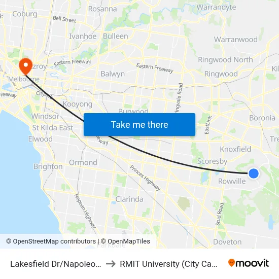 Lakesfield Dr/Napoleon Rd to RMIT University (City Campus) map