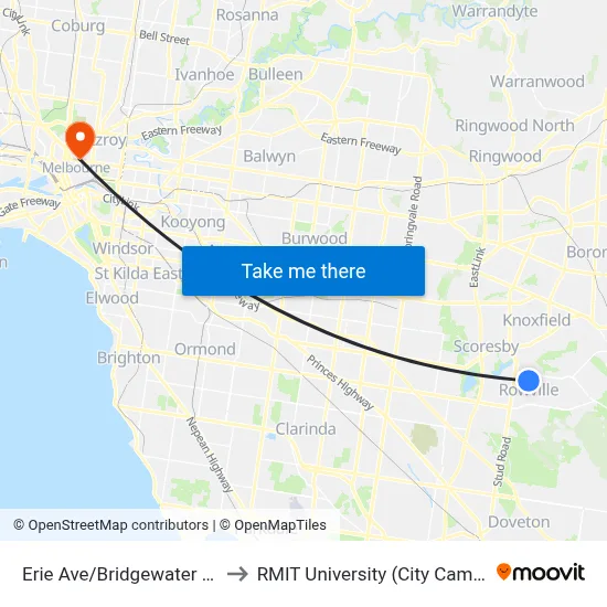 Erie Ave/Bridgewater Way to RMIT University (City Campus) map