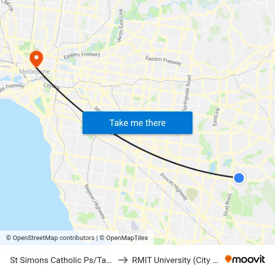 St Simons Catholic Ps/Taylors Lane to RMIT University (City Campus) map