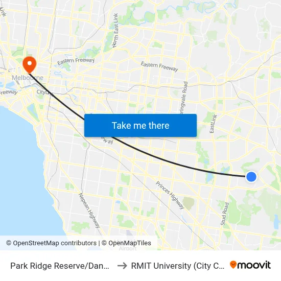 Park Ridge Reserve/Dandelion Dr to RMIT University (City Campus) map