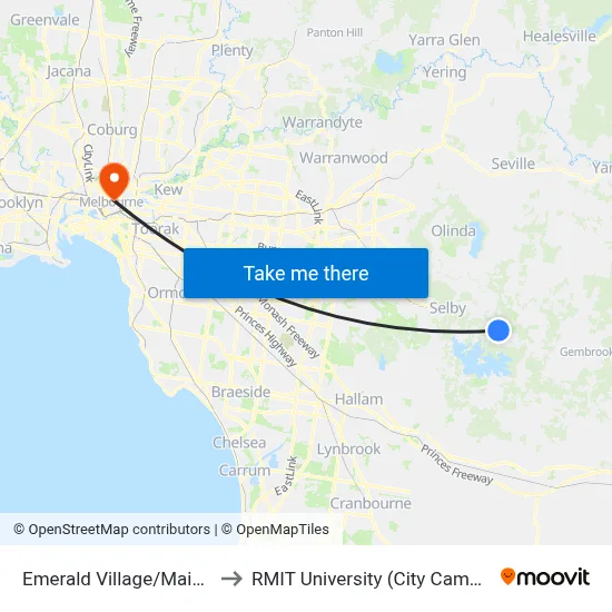 Emerald Village/Main St to RMIT University (City Campus) map