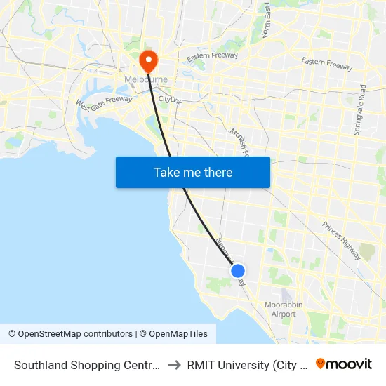 Southland Shopping Centre/Karen St to RMIT University (City Campus) map