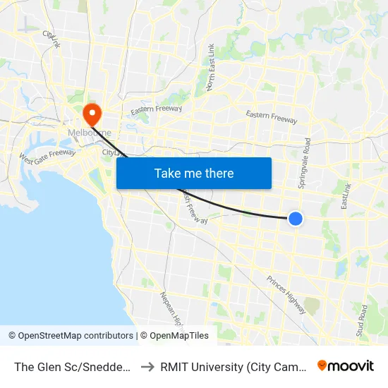 The Glen Sc/Snedden Dr to RMIT University (City Campus) map