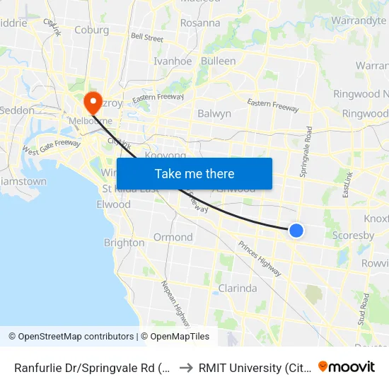 Ranfurlie Dr/Springvale Rd to RMIT University (City Campus) map