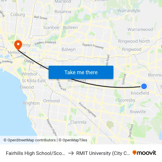 Fairhills High School/Scoresby Rd to RMIT University (City Campus) map