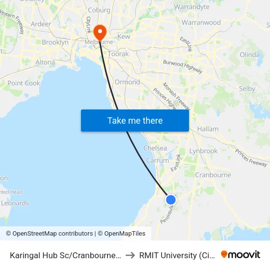Karingal Hub Sc/Cranbourne Rd to RMIT University (City Campus) map
