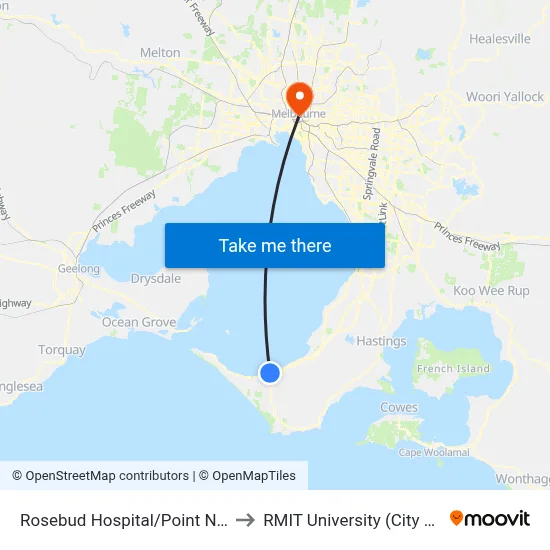 Rosebud Hospital/Point Nepean Rd to RMIT University (City Campus) map