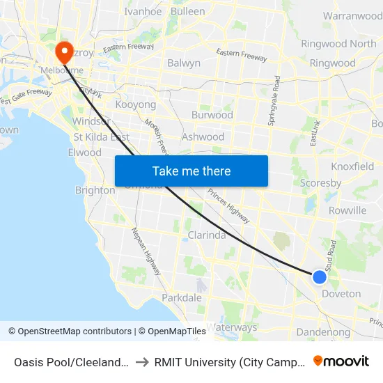 Oasis Pool/Cleeland St to RMIT University (City Campus) map