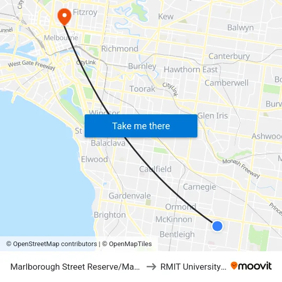 Marlborough Street Reserve/Marlborough St to RMIT University (City Campus) map