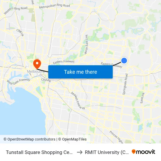 Tunstall Square Shopping Centre/Doncaster Rd to RMIT University (City Campus) map