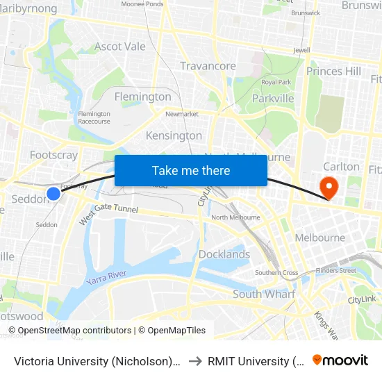 Victoria University/Albert St to RMIT University (City Campus) map