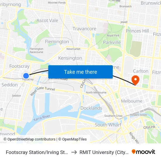 Footscray Station/Irving St to RMIT University (City Campus) map