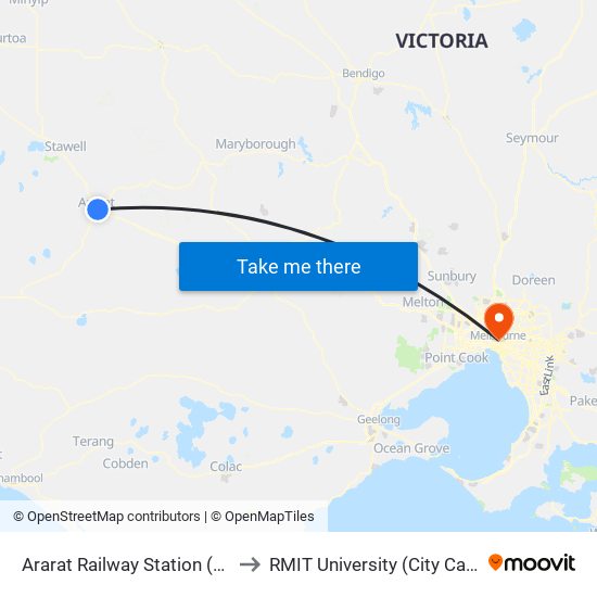 Ararat Railway Station (Ararat) to RMIT University (City Campus) map