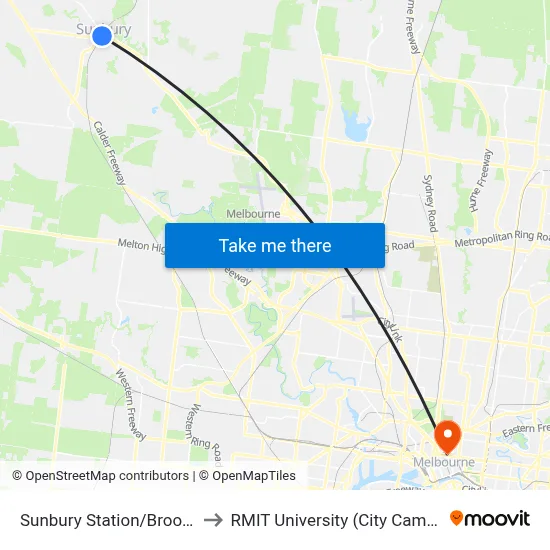 Sunbury Station/Brook St to RMIT University (City Campus) map