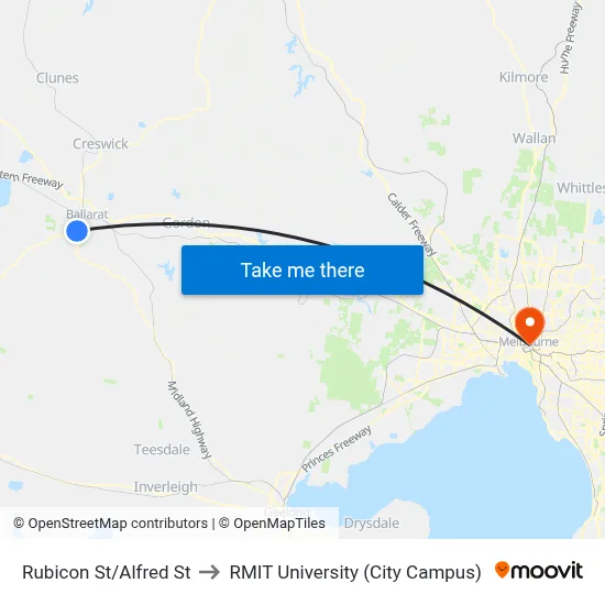 Rubicon St/Alfred St to RMIT University (City Campus) map
