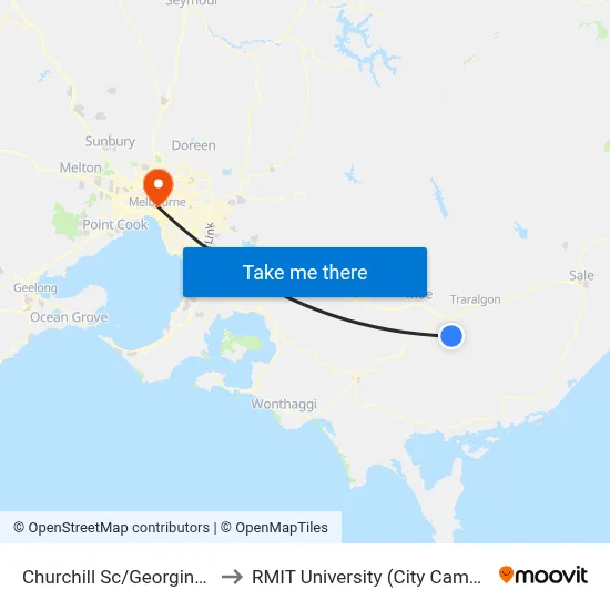 Churchill Sc/Georgina Pl to RMIT University (City Campus) map