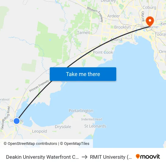 Deakin University Waterfront Campus/Brougham St to RMIT University (City Campus) map