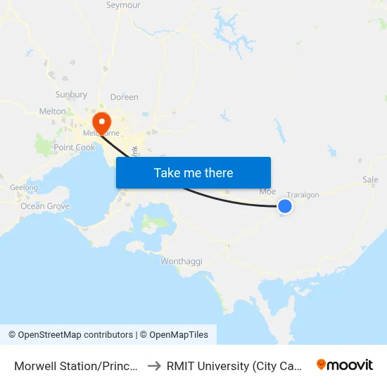 Morwell Station/Princes Dr to RMIT University (City Campus) map