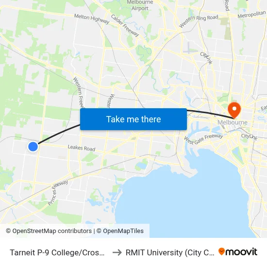 Tarneit P-9 College/Crossway Ave to RMIT University (City Campus) map