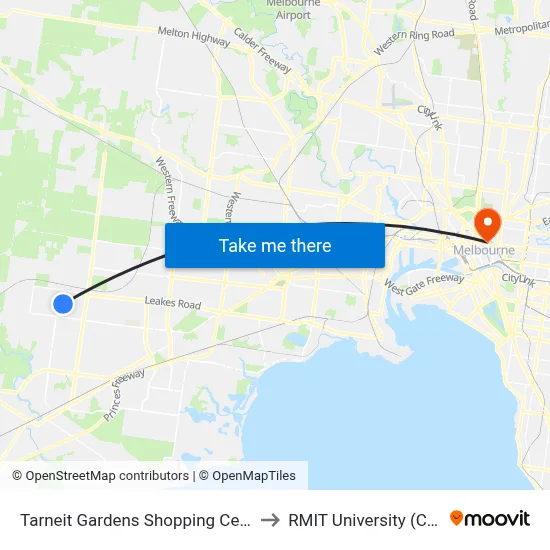 Tarneit Gardens Shopping Centre/Wickford Rd to RMIT University (City Campus) map