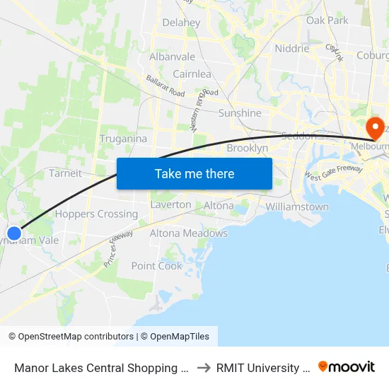 Manor Lakes Central Shopping Centre/Manor Lakes Bvd to RMIT University (City Campus) map