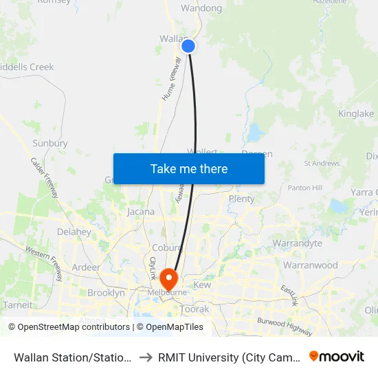 Wallan Station/Station St to RMIT University (City Campus) map