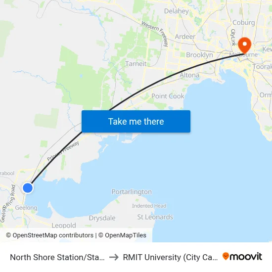 North Shore Station/Station St to RMIT University (City Campus) map