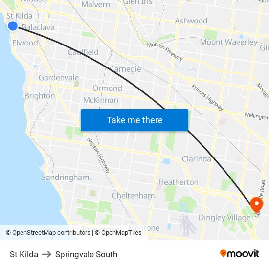 St Kilda to Springvale South map