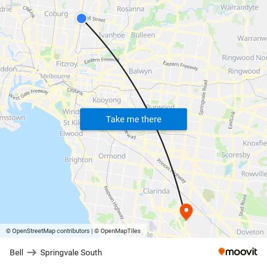 Bell to Springvale South map