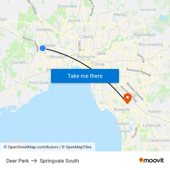Deer Park to Springvale South map