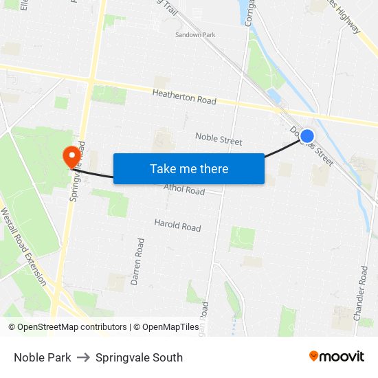 Noble Park to Springvale South map