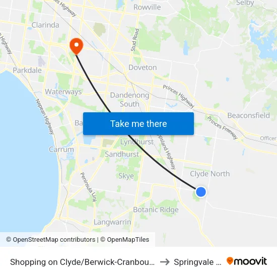 Shopping on Clyde/Berwick-Cranbourne Rd to Springvale South map