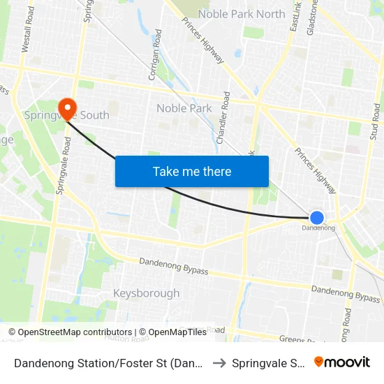 Dandenong Station/Foster St to Springvale South map