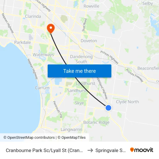 Cranbourne Park Sc/Lyall St to Springvale South map