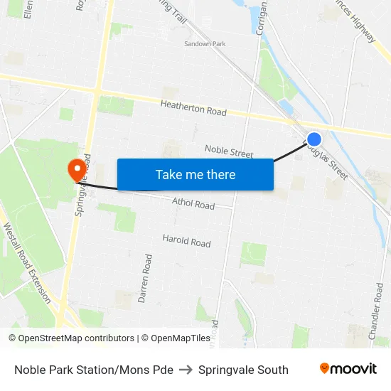 Noble Park Station/Mons Pde to Springvale South map