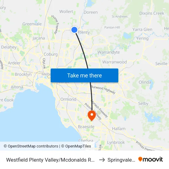 Westfield Plenty Valley/Mcdonalds Rd to Springvale South map